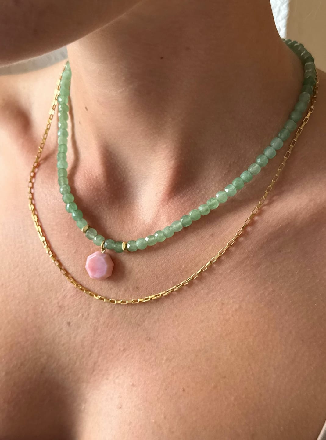 Customer photo review of Collier AKAIA - Aventurine & Opale rose