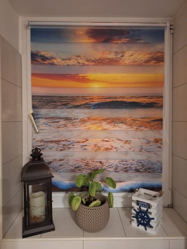 Customer photo review of Foto Klemmfix Doppelrollo "Meeresrauschen Sonnenuntergang"