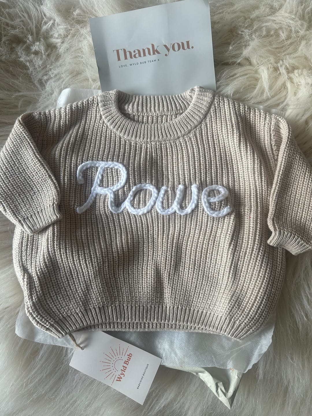 Customer photo review of Hand Knitted Personalized Sweater