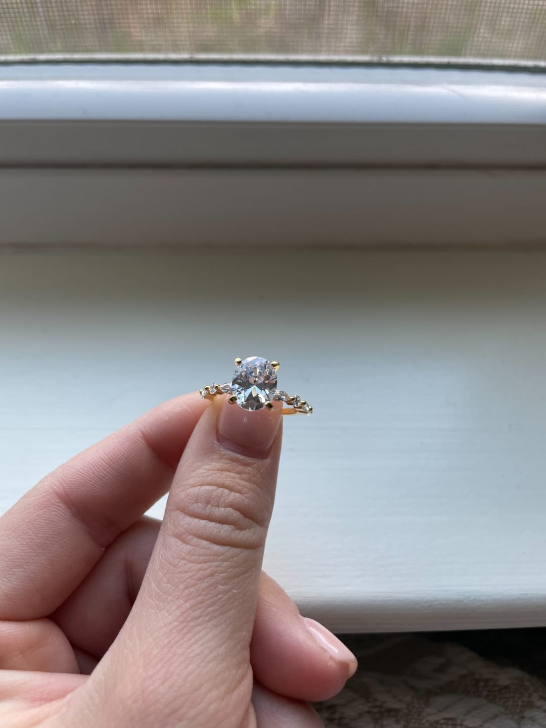 Customer photo review of 3CT Oval Cut Cubic Zirconia Promise Ring in Sterling Silver
