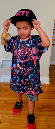 Customer photo review of Custom Graffiti Pattern Black-Medium Pink 3D Expressive Splatter Performance T-Shirt