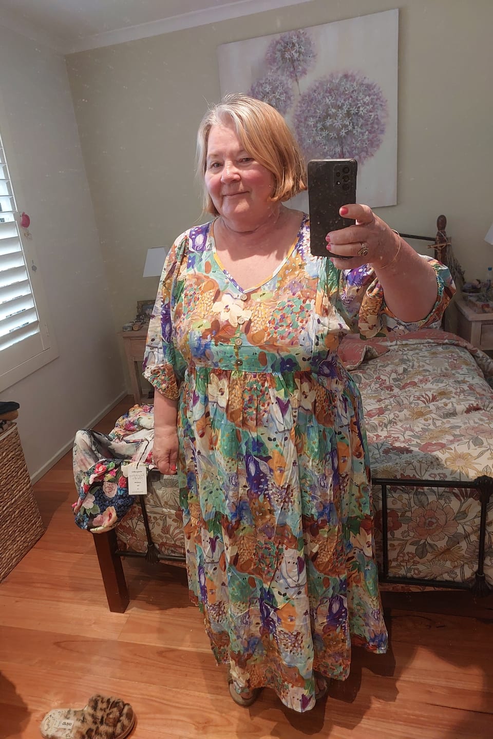 Customer photo review of Zandra Midi Dress in Red Multi