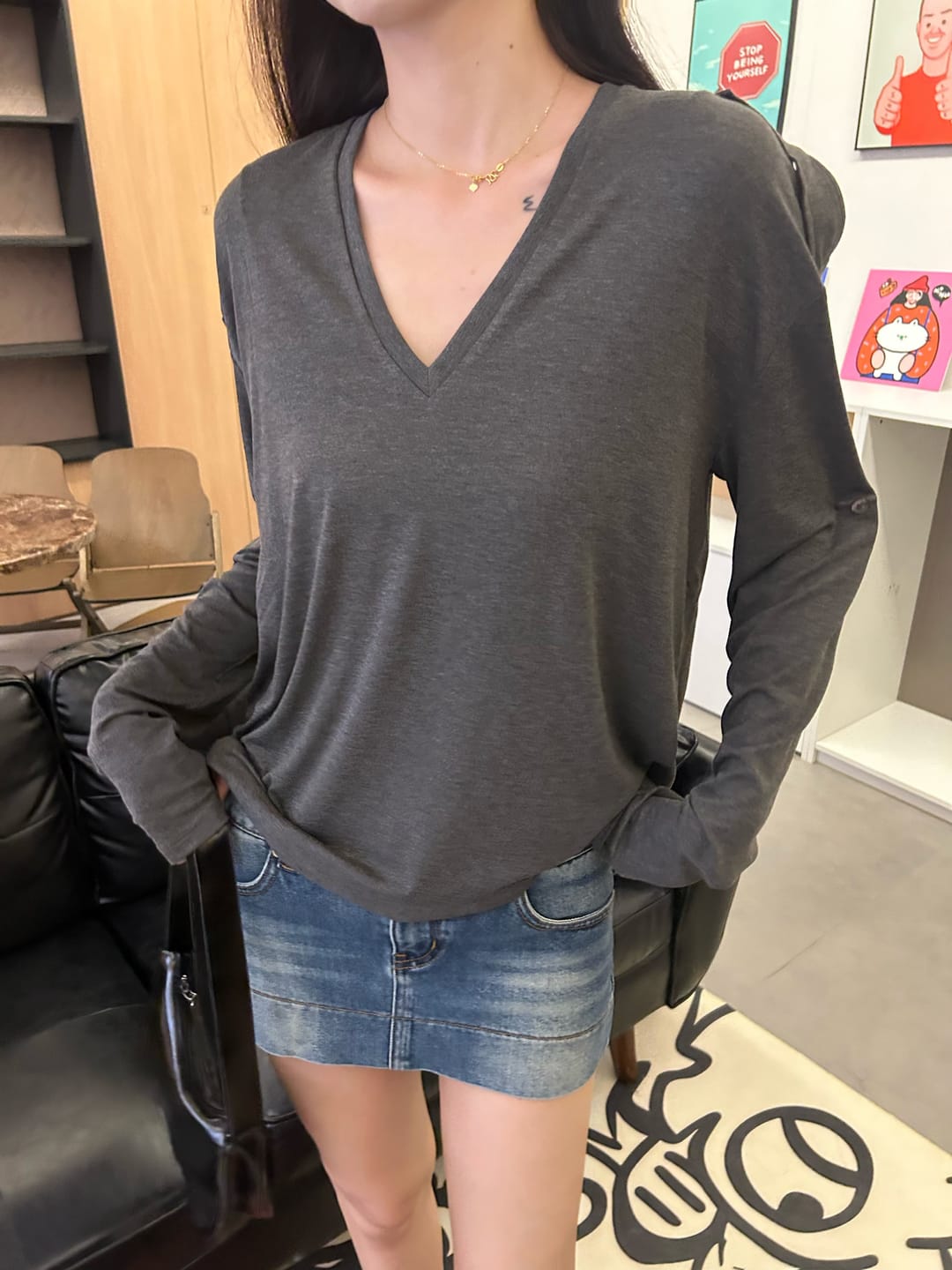 Customer photo review of IAMXIAA Cropped Denim Jacket & Mini Skirt Set