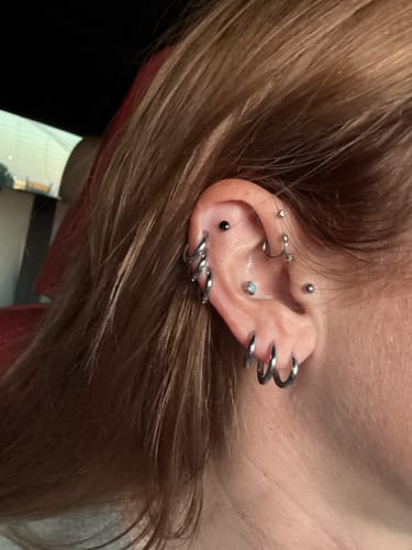Customer photo review of My Huggies Hoop Earrings