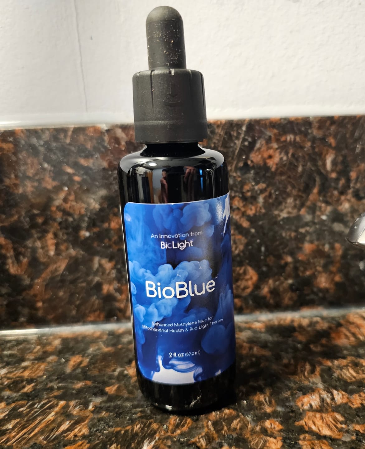 Customer photo review of BioBlue: Methylene Blue Supplement - Support Brain Health & Mitochondrial Function | Red Light Therapy Synergist - 1% Solution - USP Grade
