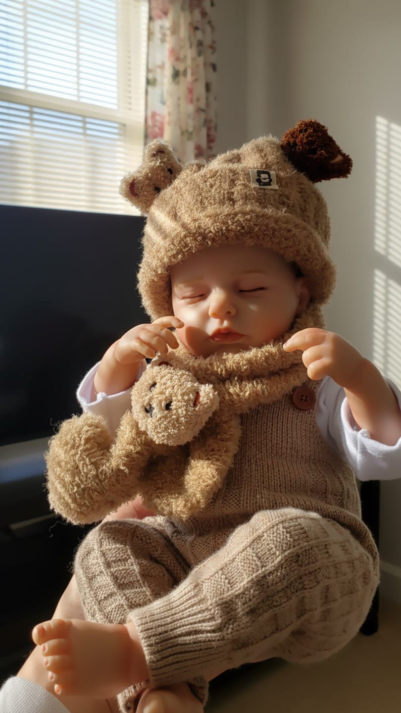 Customer photo review of Finn - Lifelike Sleeping Reborn Baby Doll (20")