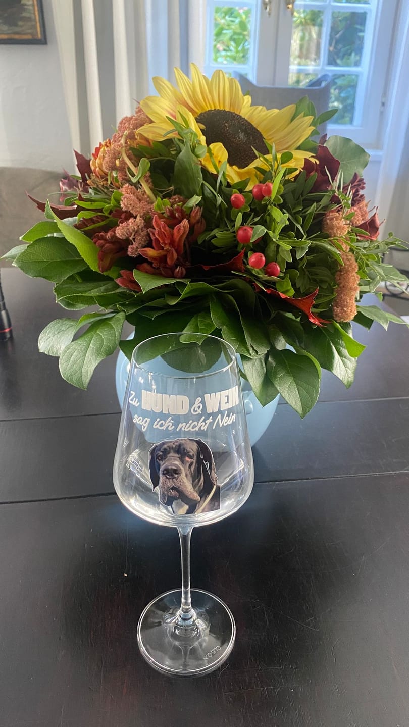 Customer photo review of Zu Hund und Wein sag ich nicht nein - Individuelles Weinglas
