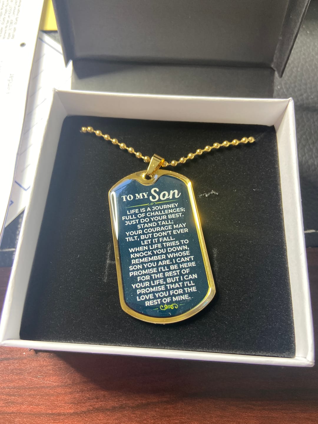 Customer photo review of To My Son - Love Tag - SS441-DT