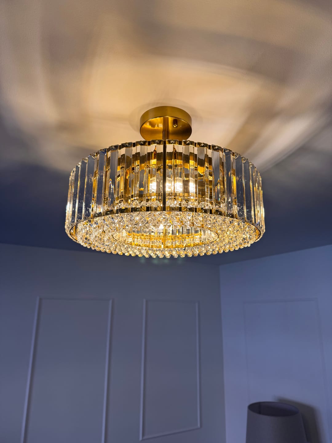 Customer photo review of 4-Light Crystal Drum Semi Flush Mount