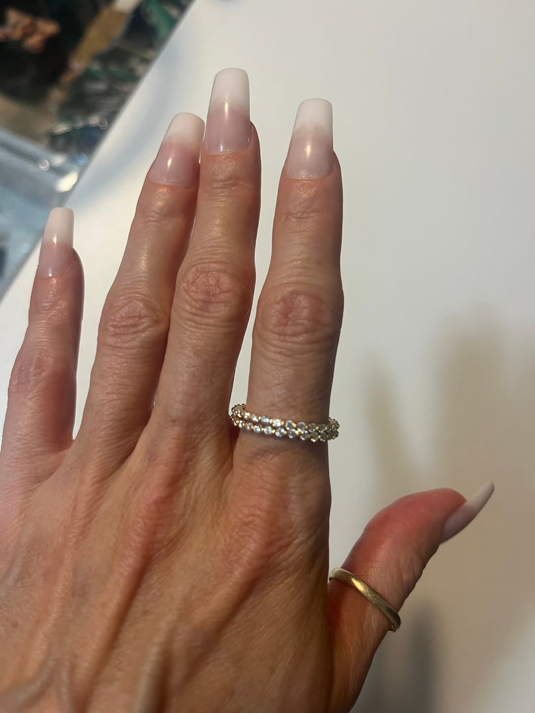 Customer photo review of Louily Elegant Yellow Gold Round Cut Full Eternity Wedding Band Set In Sterling Silver