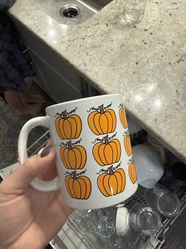 Customer photo review of Subtle F*ck Trump Autumn Pumpkin Ceramic Mug