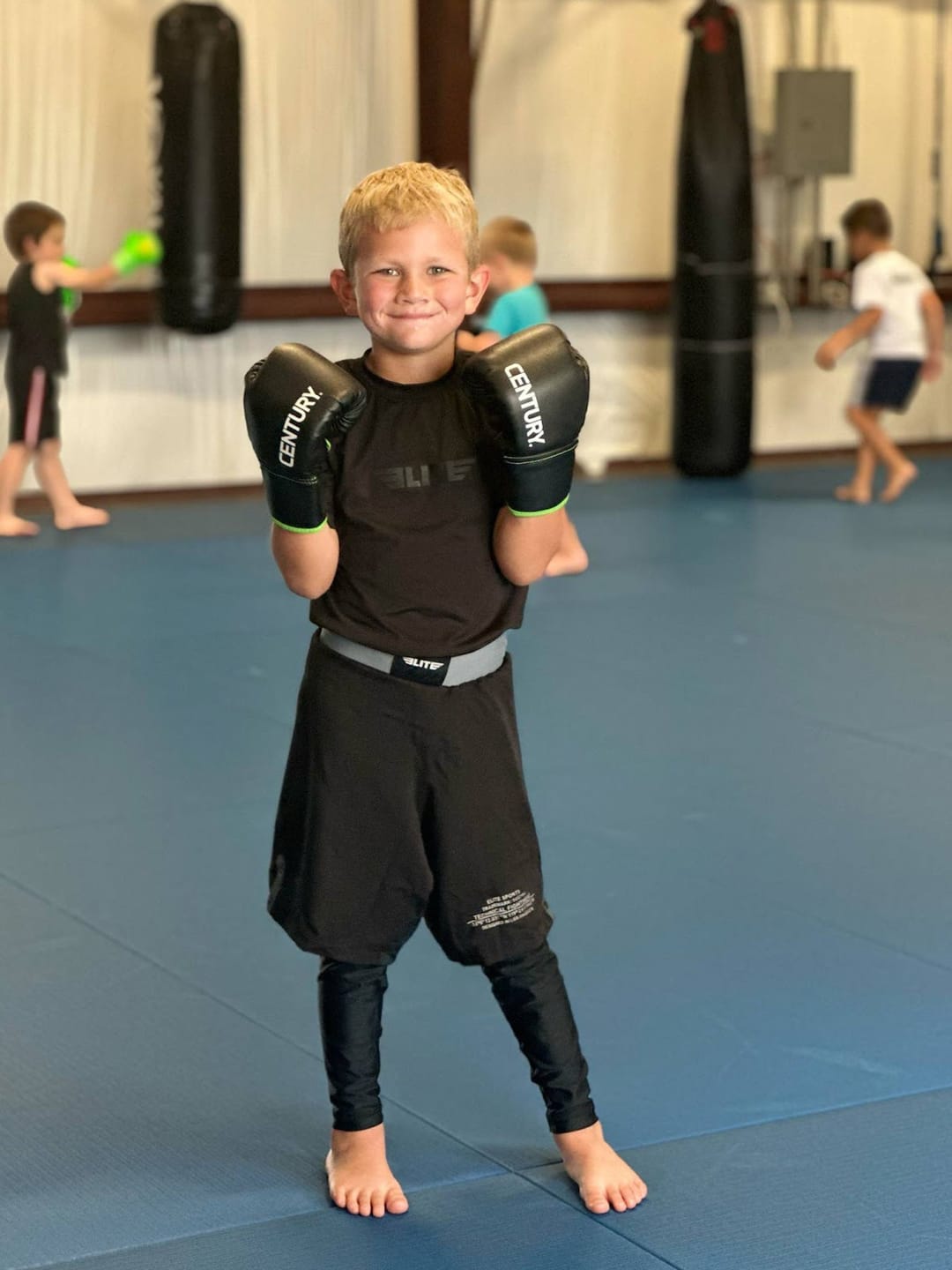 Customer photo review of Black Jack Gray No-Gi Kids BJJ Shorts