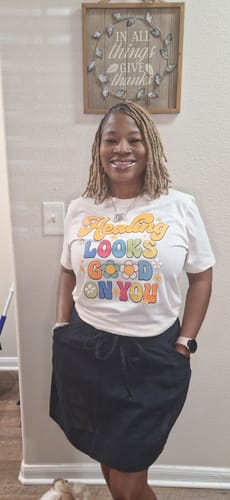 Customer photo review of Healing Looks Good Graphic T-Shirt