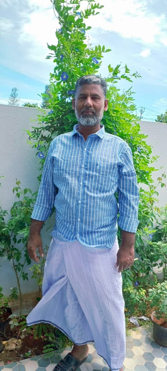 Customer photo review of Denim Blue & White Stripes -Full-Bamboo Linen