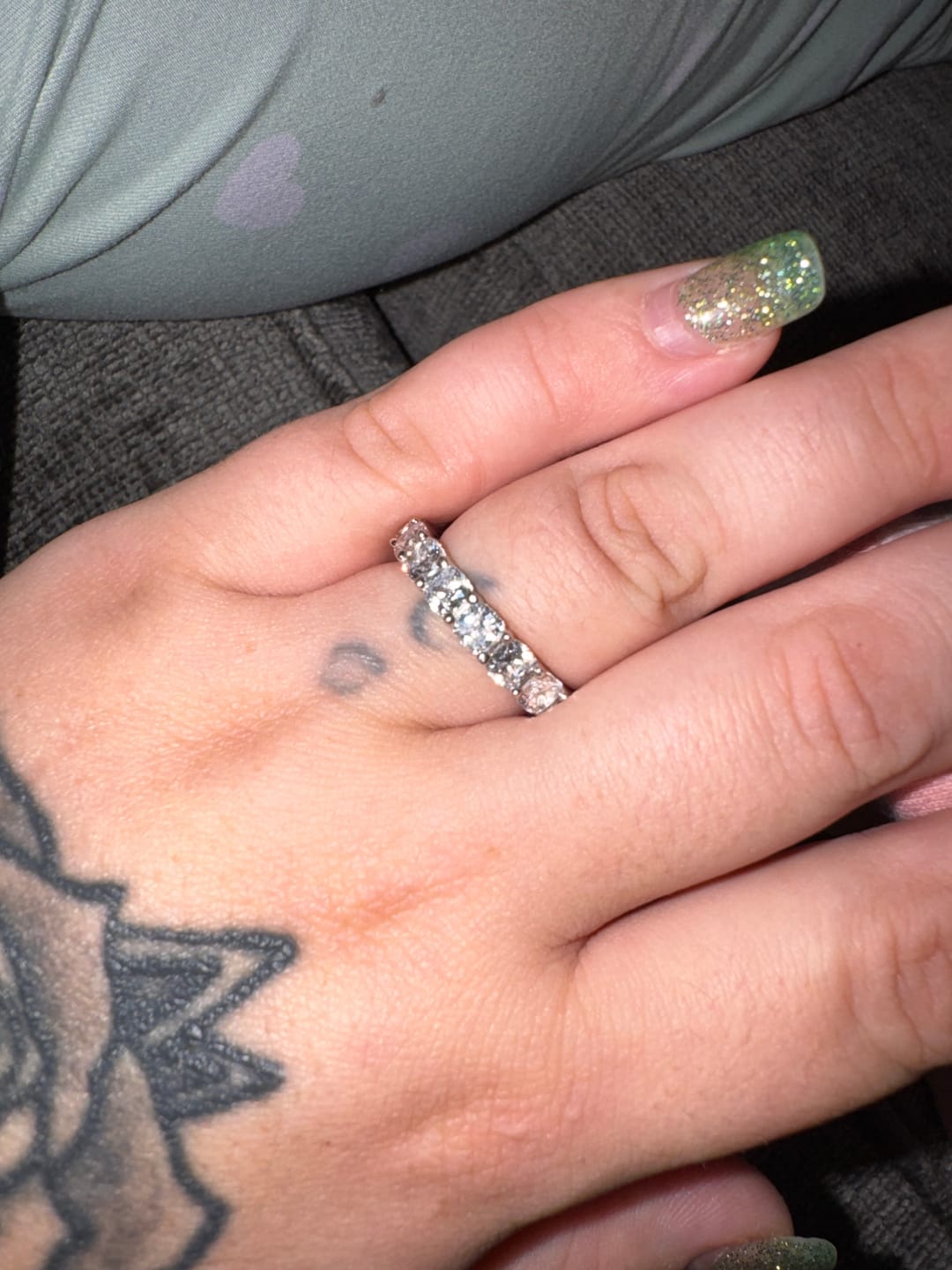 Customer photo review of Eternity Stylish Sona Diamond Sterling Silver Wedding Band Ring