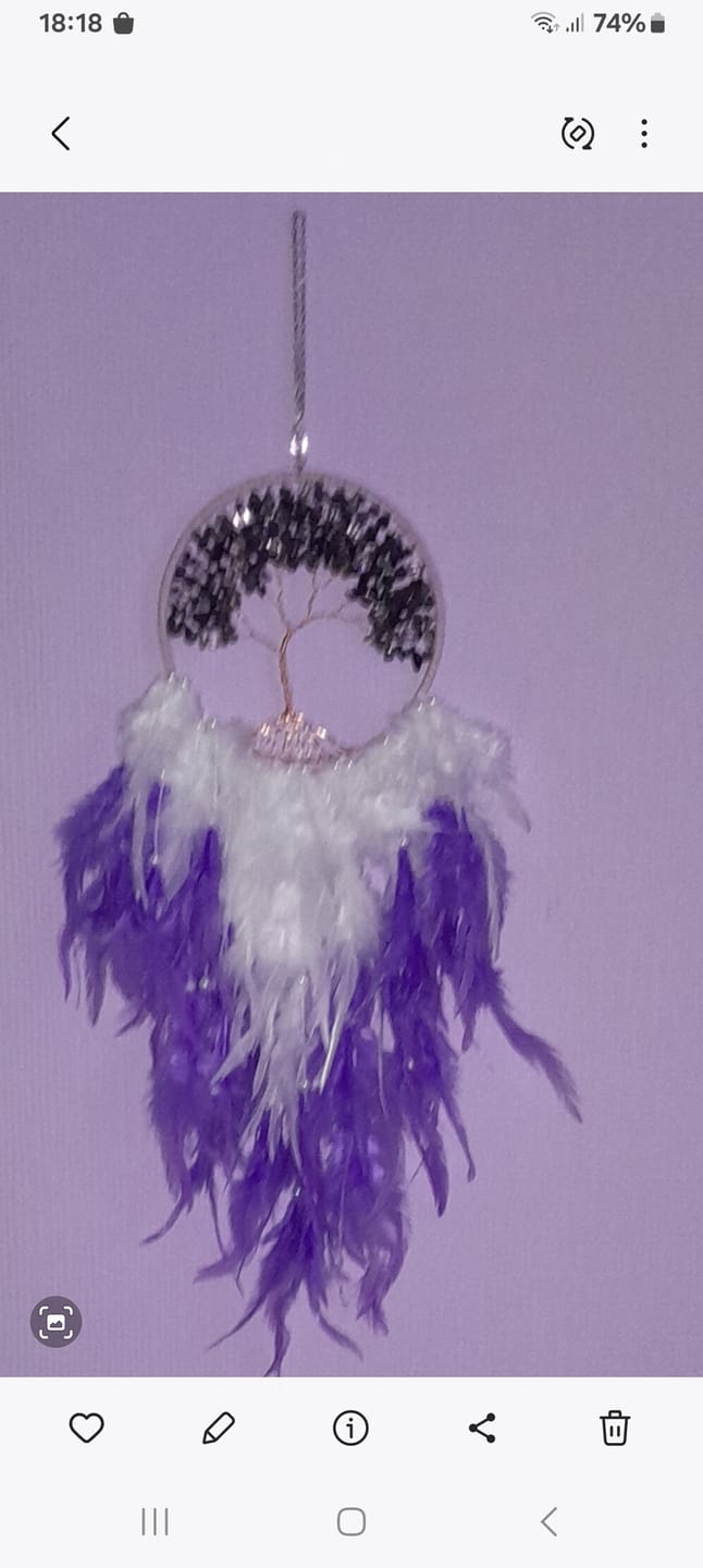 Customer photo review of Olivenorma Crystal Tree of Life Pink Feather Dream Catcher