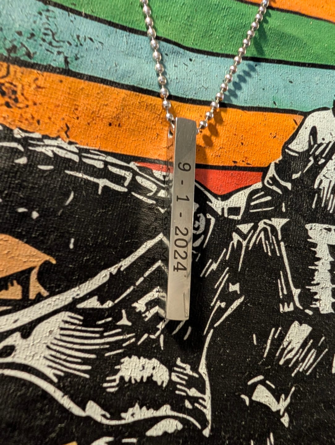 Customer photo review of Men's Custom 3D Bar Necklace, Fingerprint or Signature Engraved Pendant for Men, Personalized Bar Pendant, Black, Silver, Gold, Men's Memorial Jewelry
