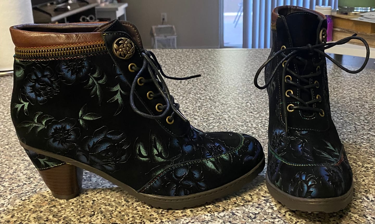 Customer photo review of Vintage Nocturne Blossom Ankle Boots