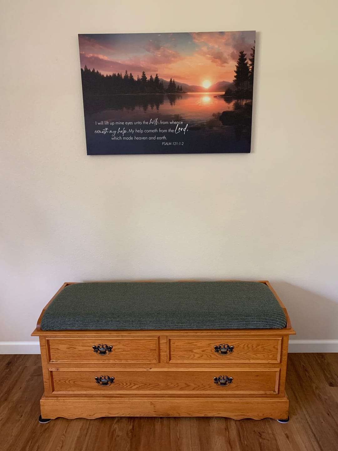 Customer photo review of Psalm 121:1-2 My Help Cometh From The Lord Wall Art Canvas