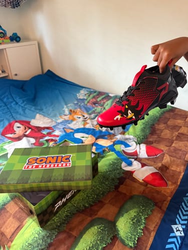 Customer photo review of Shadow the Hedgehog Football Cleats - Quantum Speed 2.0 by Phenom Elite