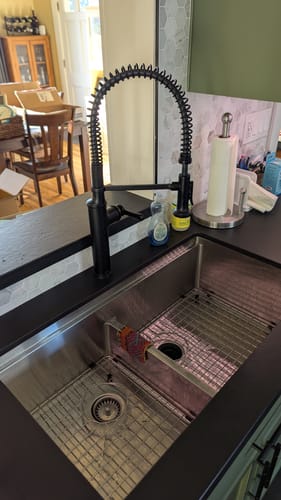Customer photo review of 34" Workstation Kitchen Sink - Double Bowl - Large Bowl Right (5LD34R)