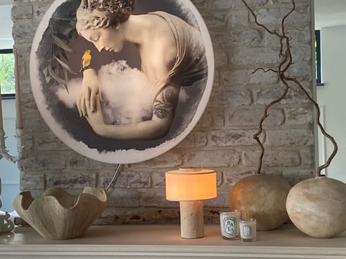 Jacqueline L. review of Auríe Portable Lamp | Travertine Stone & Linen image 1 out of 1