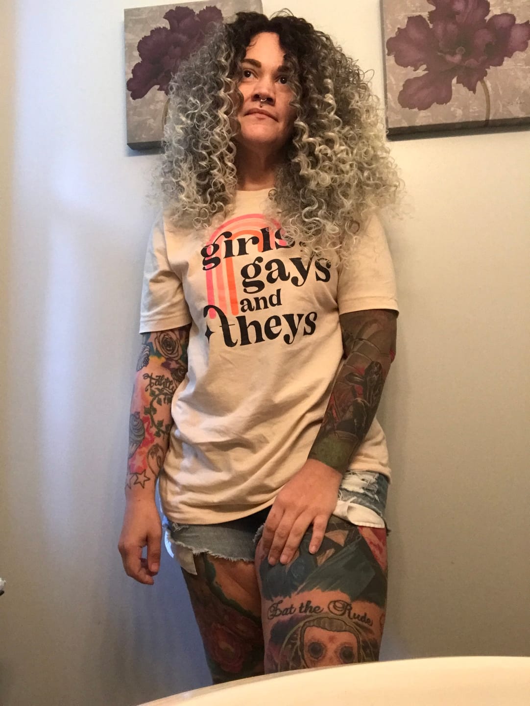 Customer photo review of Girls Gays and Theys T-Shirt