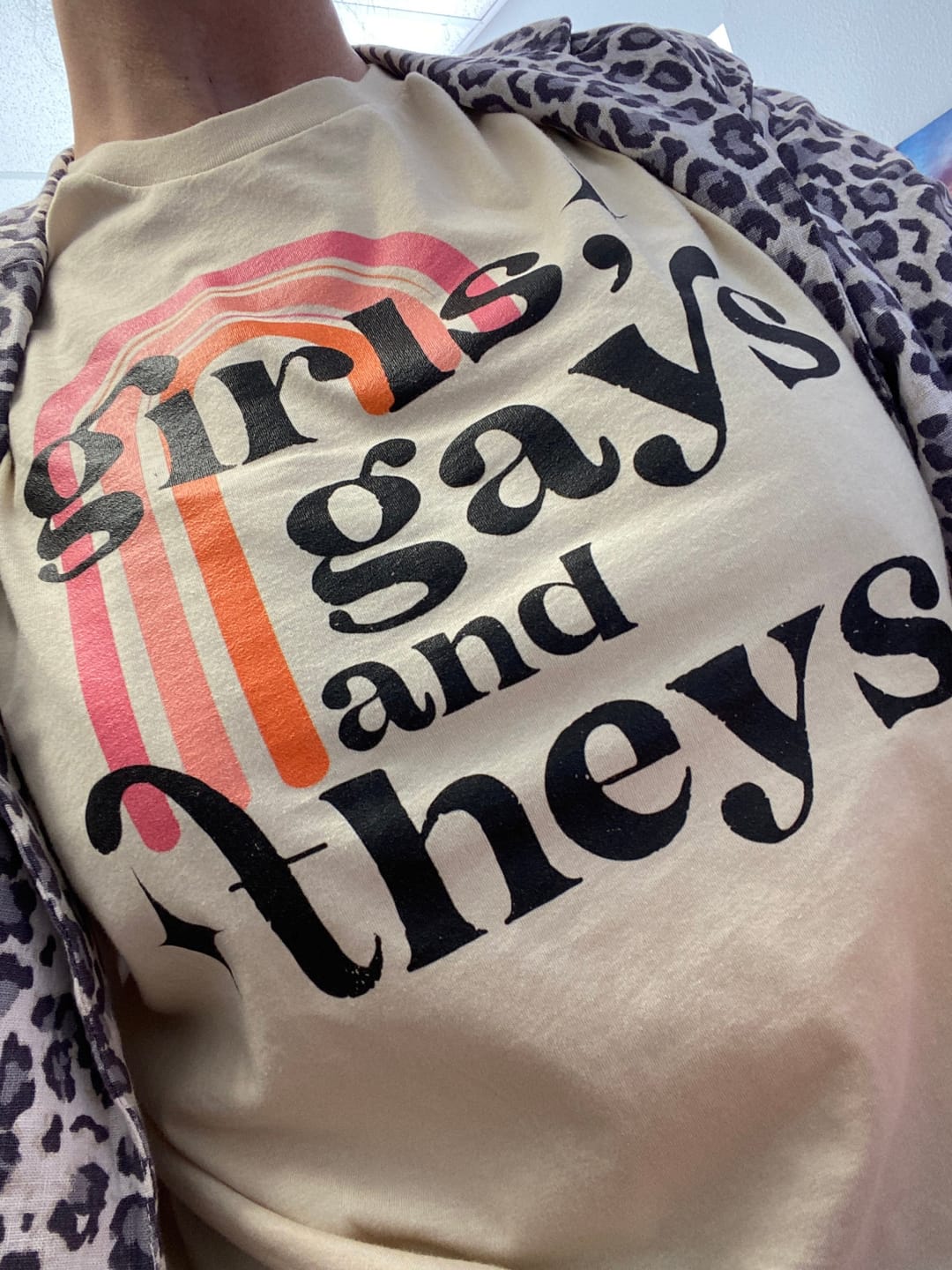 Customer photo review of Girls Gays and Theys T-Shirt
