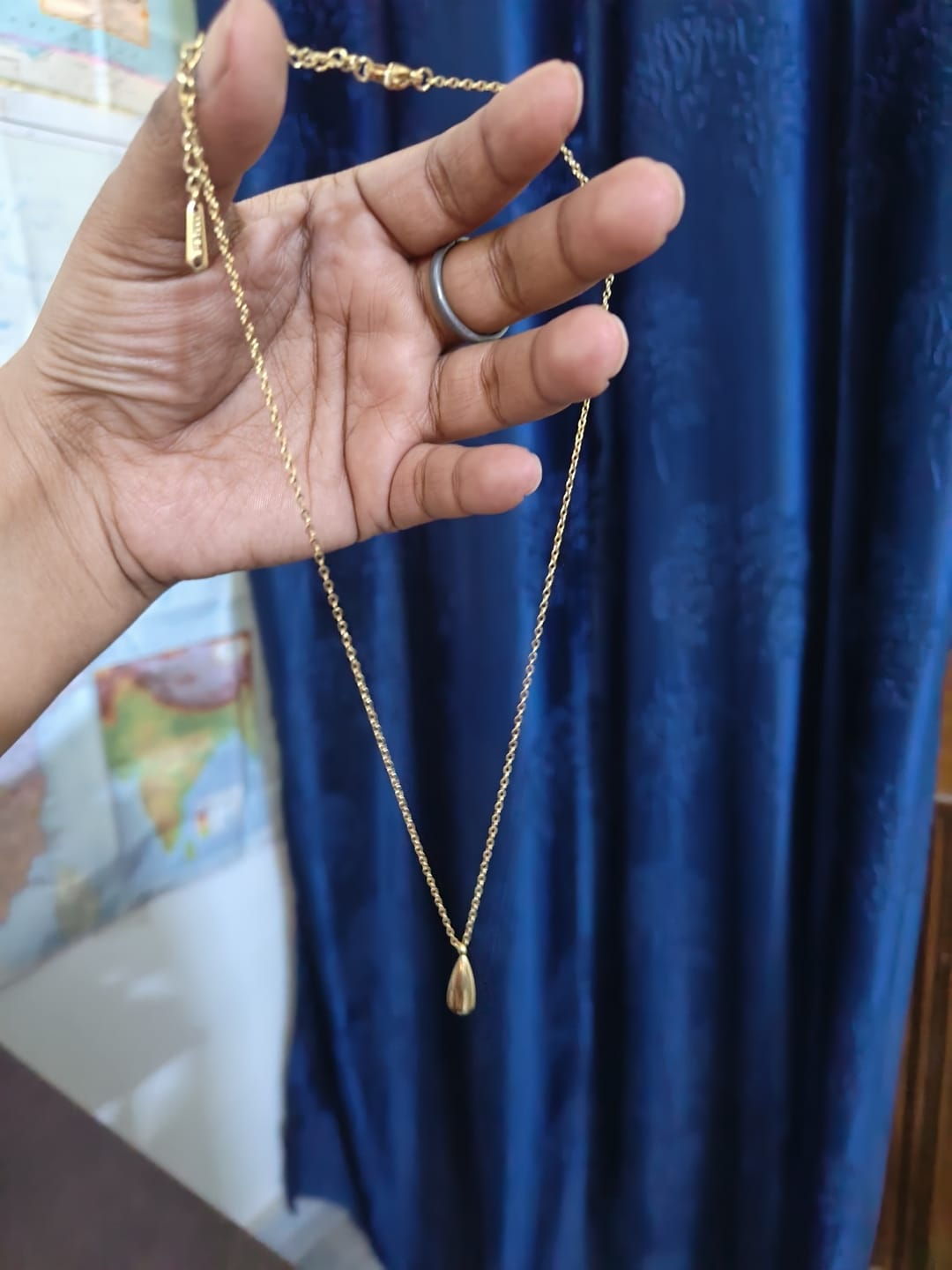 Customer photo review of Thin Drop Necklace