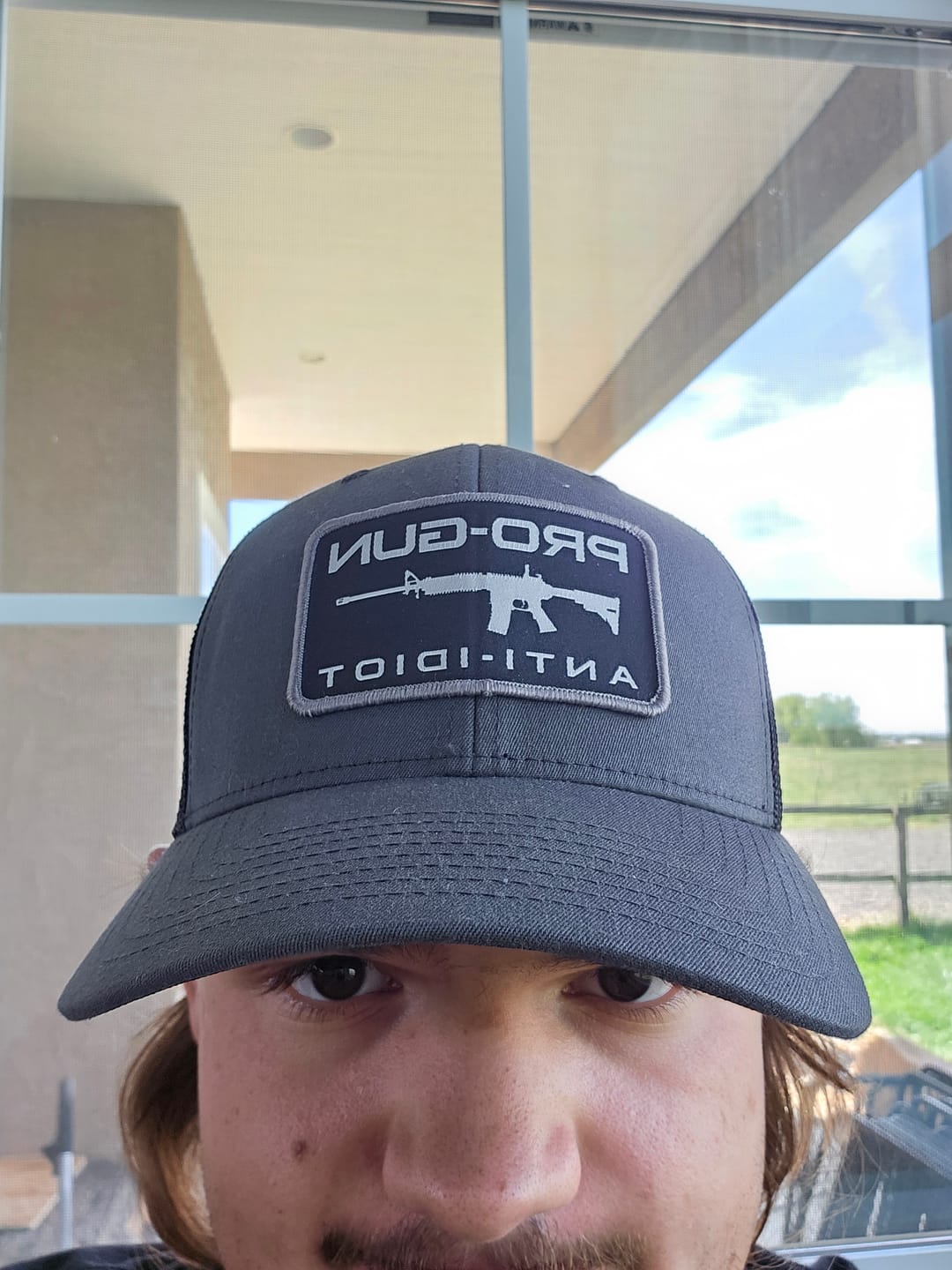 Customer photo review of Pro Gun Anti Idiot Woven Patch Hat