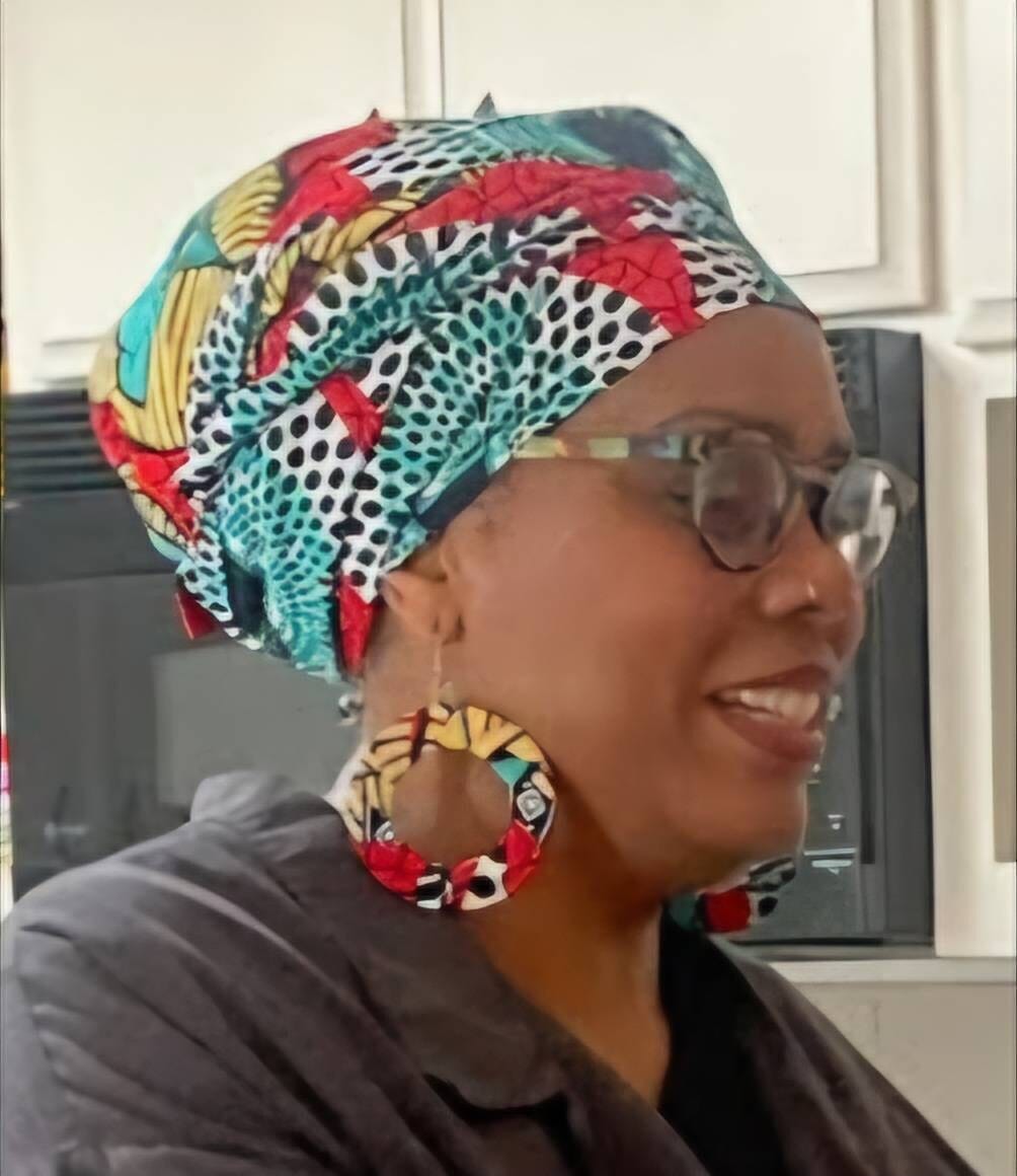 Customer photo review of AMAEKA African Print Hoop Earrings