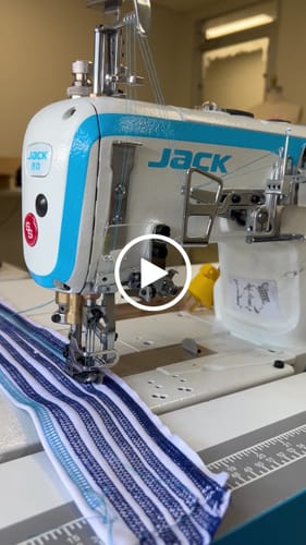 Customer video review of JACK W4-D /01/02/03/08 3 Needle Flatbed Coverstitch Industrial Sewing Machine Assembled with Table and Stand Included