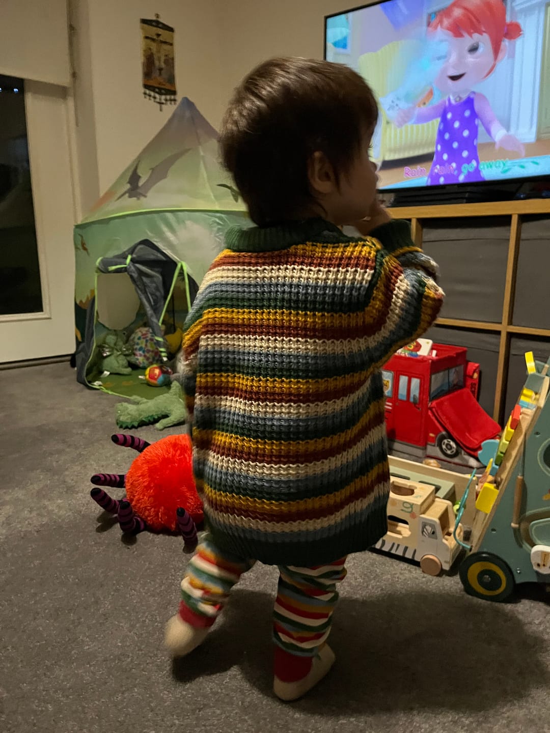 Customer photo review of Rainbow Waffle Snuggly Knitted Jumper