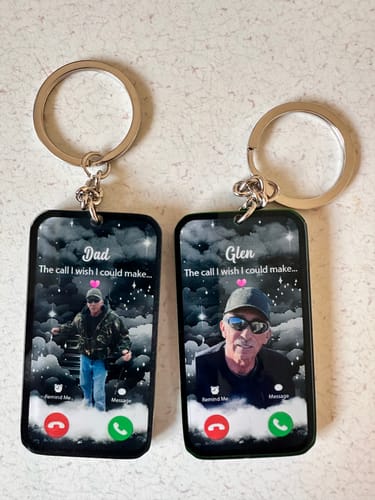 Customer photo review of The Call I Wish I Could Take Memorial Sympathy Gift Remembrance Keepsake Photo Personalized Acrylic Keychain