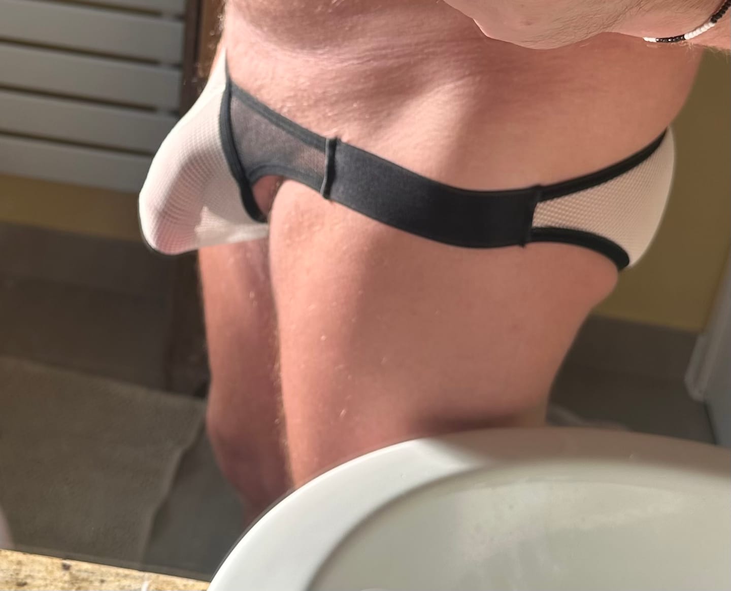Customer photo review of 2 Pack Men's U-Pouch Sheer Mesh Briefs