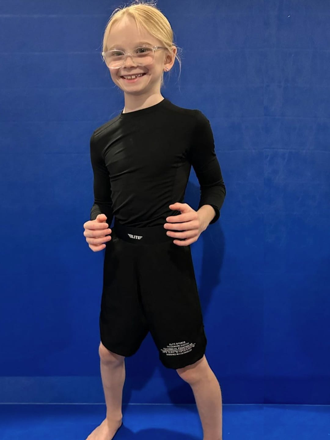 Customer photo review of Black Jack Black No-Gi Kids BJJ Shorts