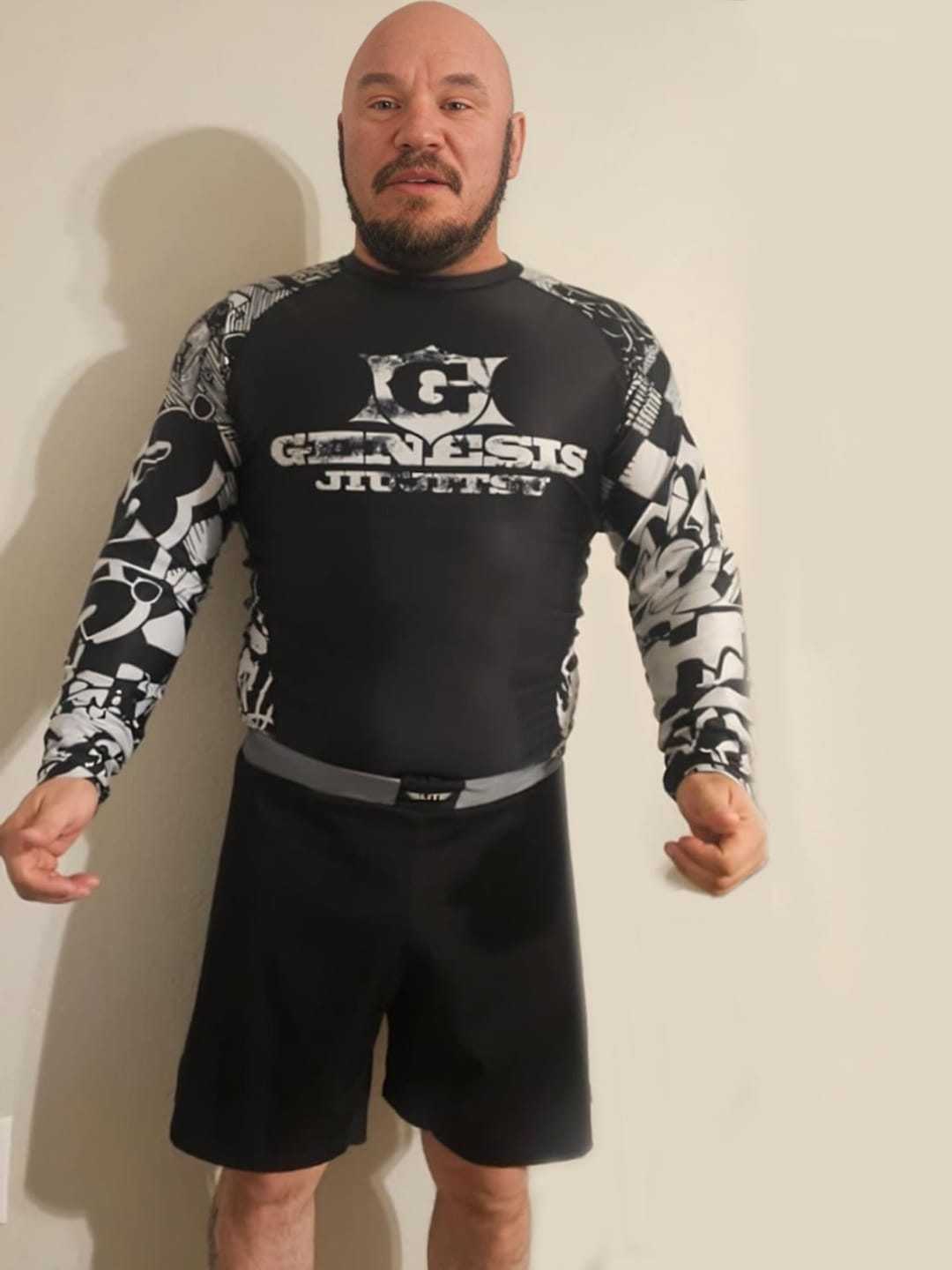 Customer photo review of Black Jack Gray No Gi Mens BJJ Shorts
