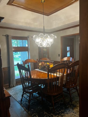 Customer photo review of Dreamy Bubble 6-Light Cluster Honeycomb Glass Chandelier