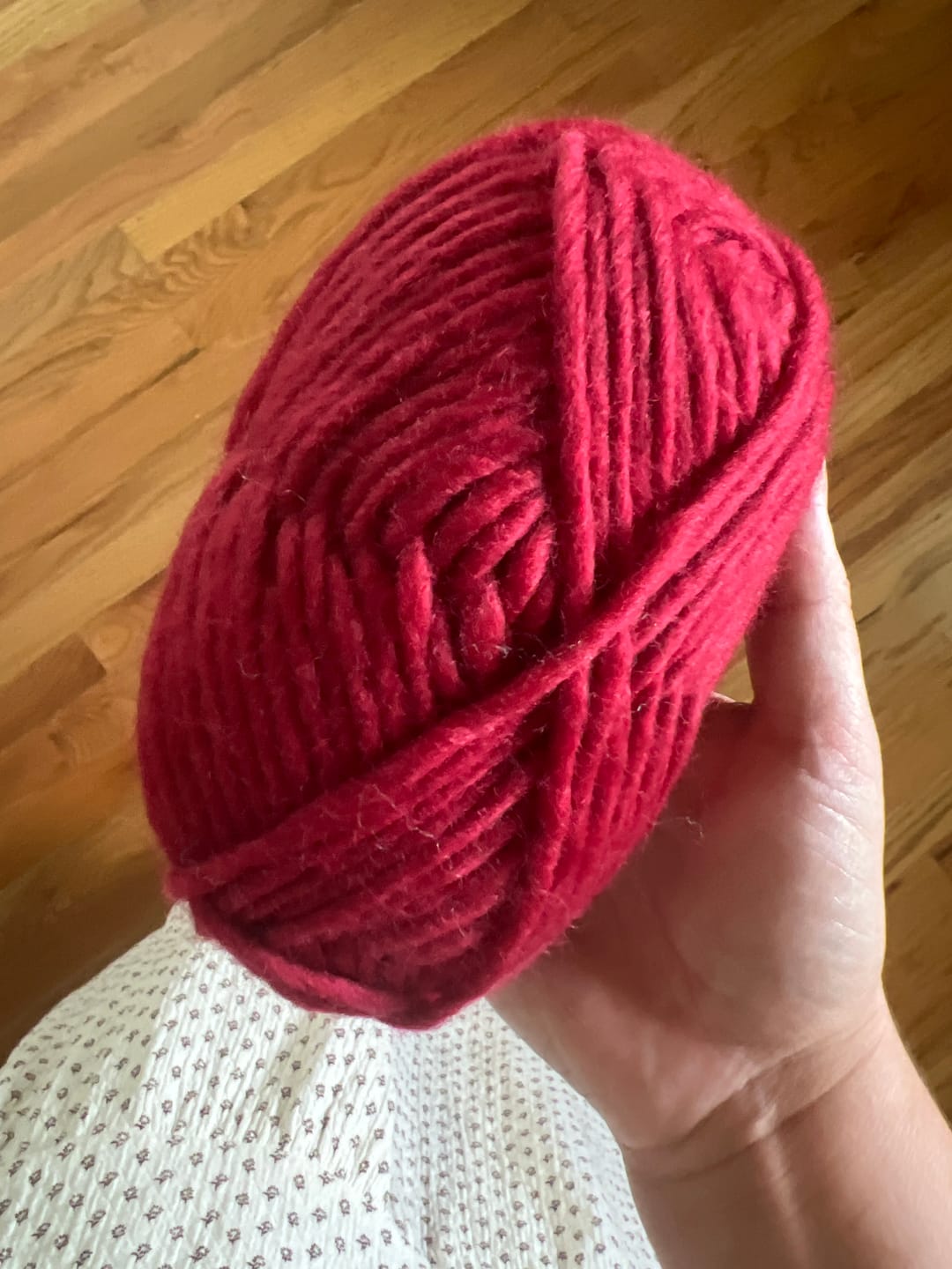 Customer photo review of Red Wool Yarn Skein