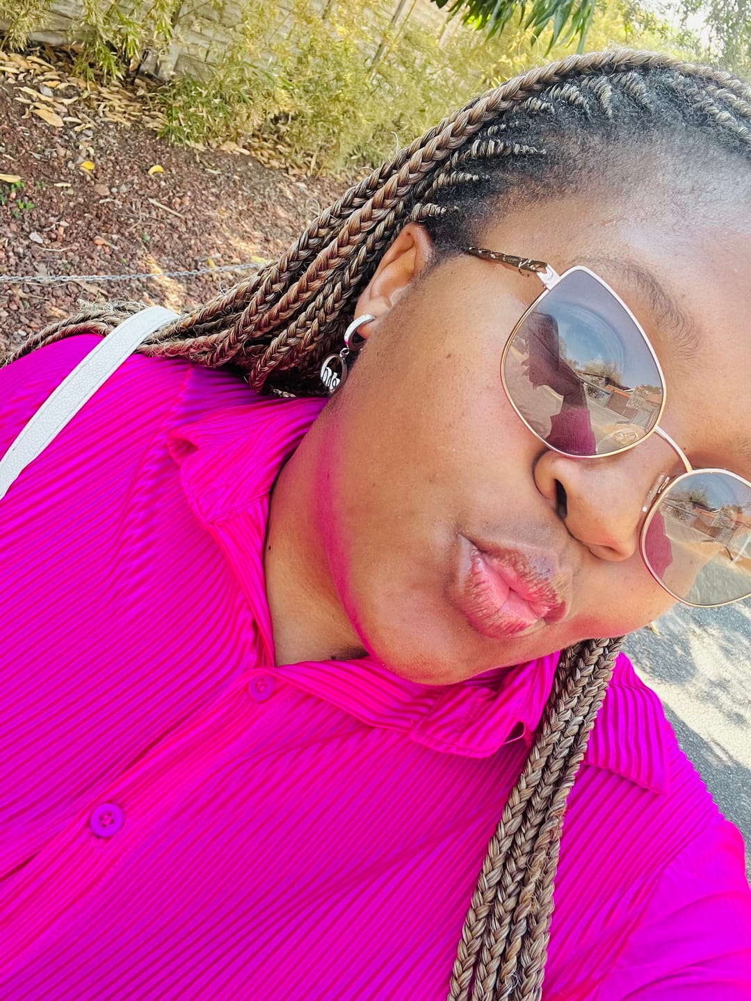 Customer photo review of Silver Precious Logo Earrings