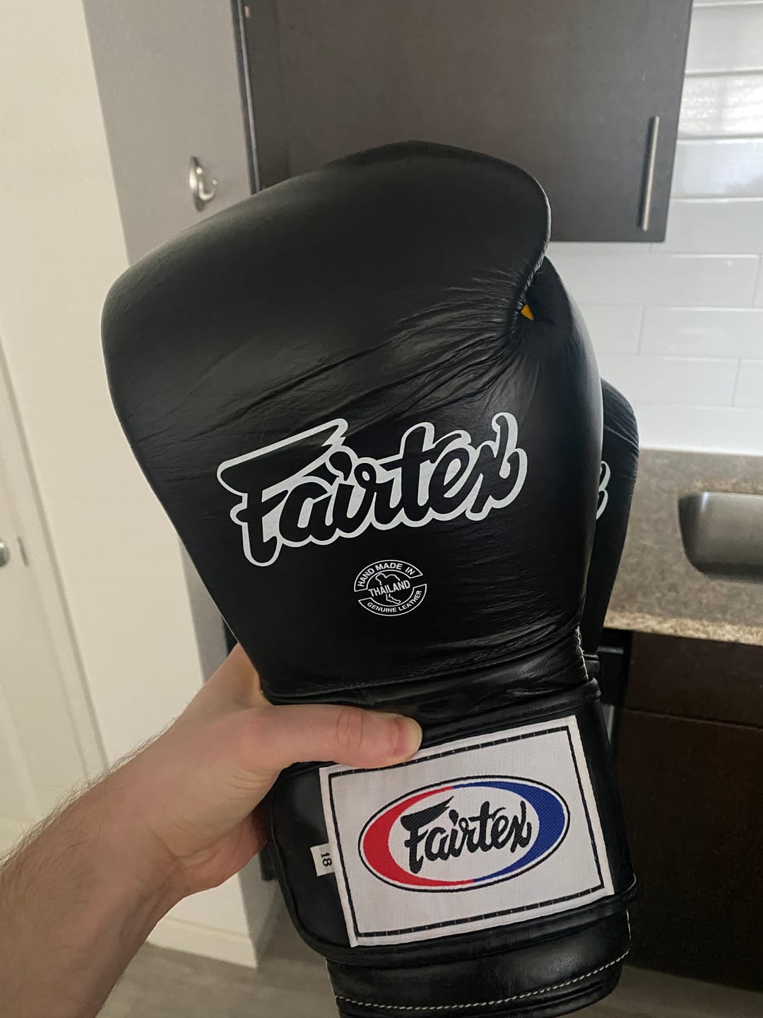 Customer photo review of Fairtex BGV9 Mexican Style Black Yellow Muay Thai Boxing Glove - Heavy Hitter