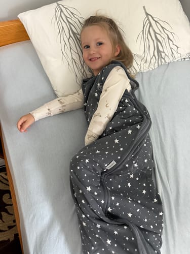 Customer photo review of 4 Season® Ultimate Baby Sleep Bag, Merino Wool & Organic Cotton, Star Gray