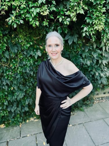 Customer photo review of Rayna One Shoulder Draped Dress in Black by Theia Couture - RENTAL