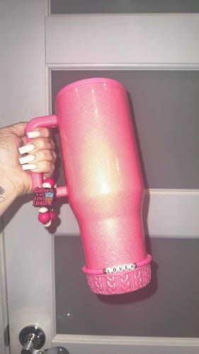 Customer photo review of Glinda Pink Shorty Macrame Tumbler Boot