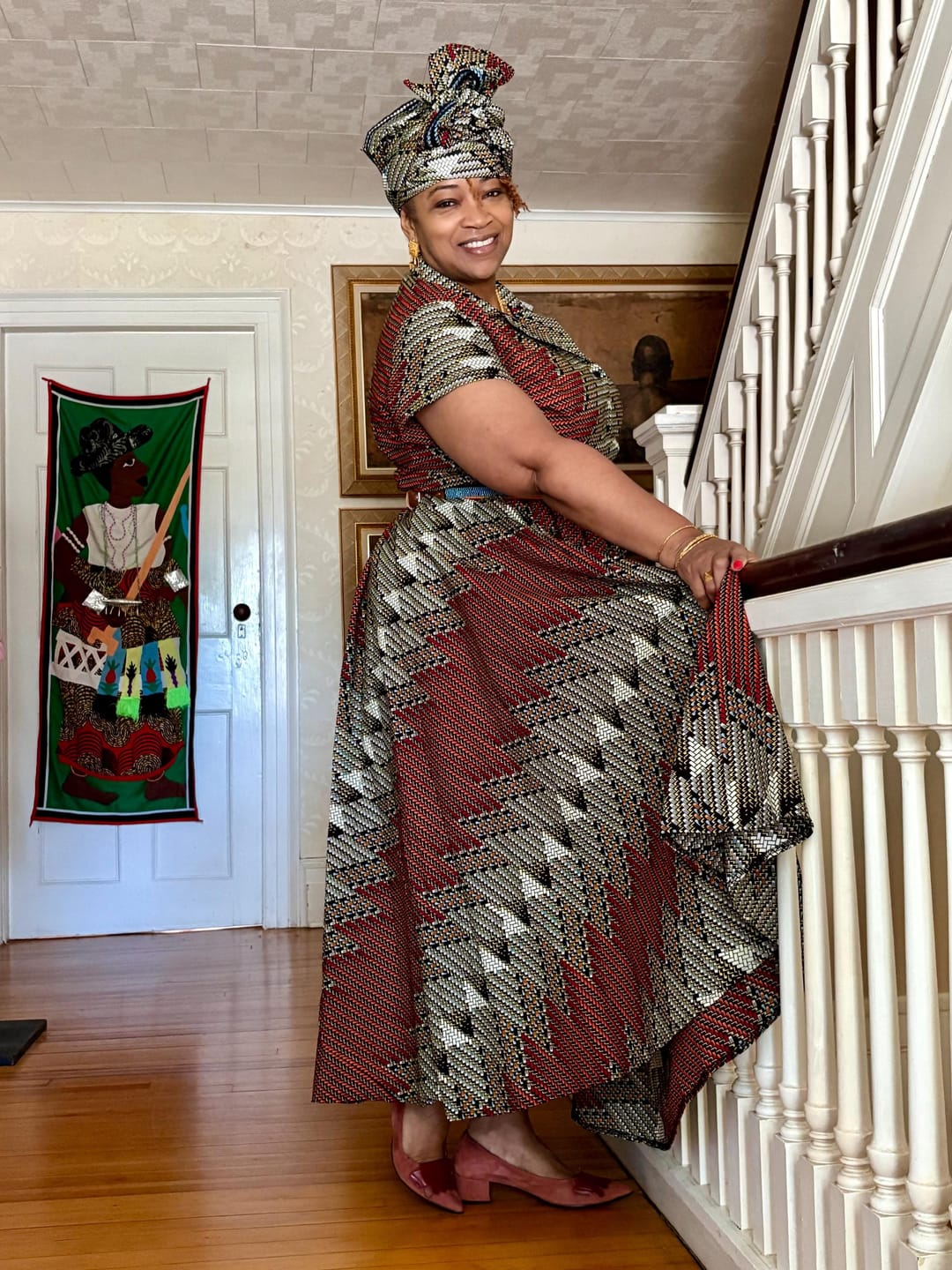 Customer photo review of DELE – Ankara African Print Maxi Shirt Dress
