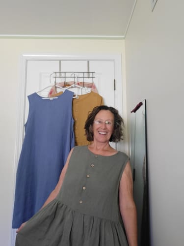 Customer photo review of Casual Loose Linen Shirt Dress