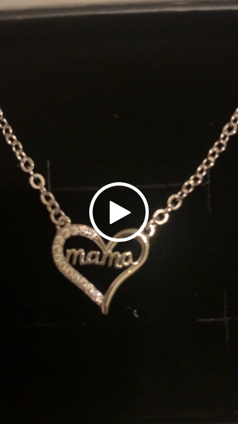 Customer video review of Louise 18k White Gold Plated Mama Heart Necklace with Simulated Diamond Crystals