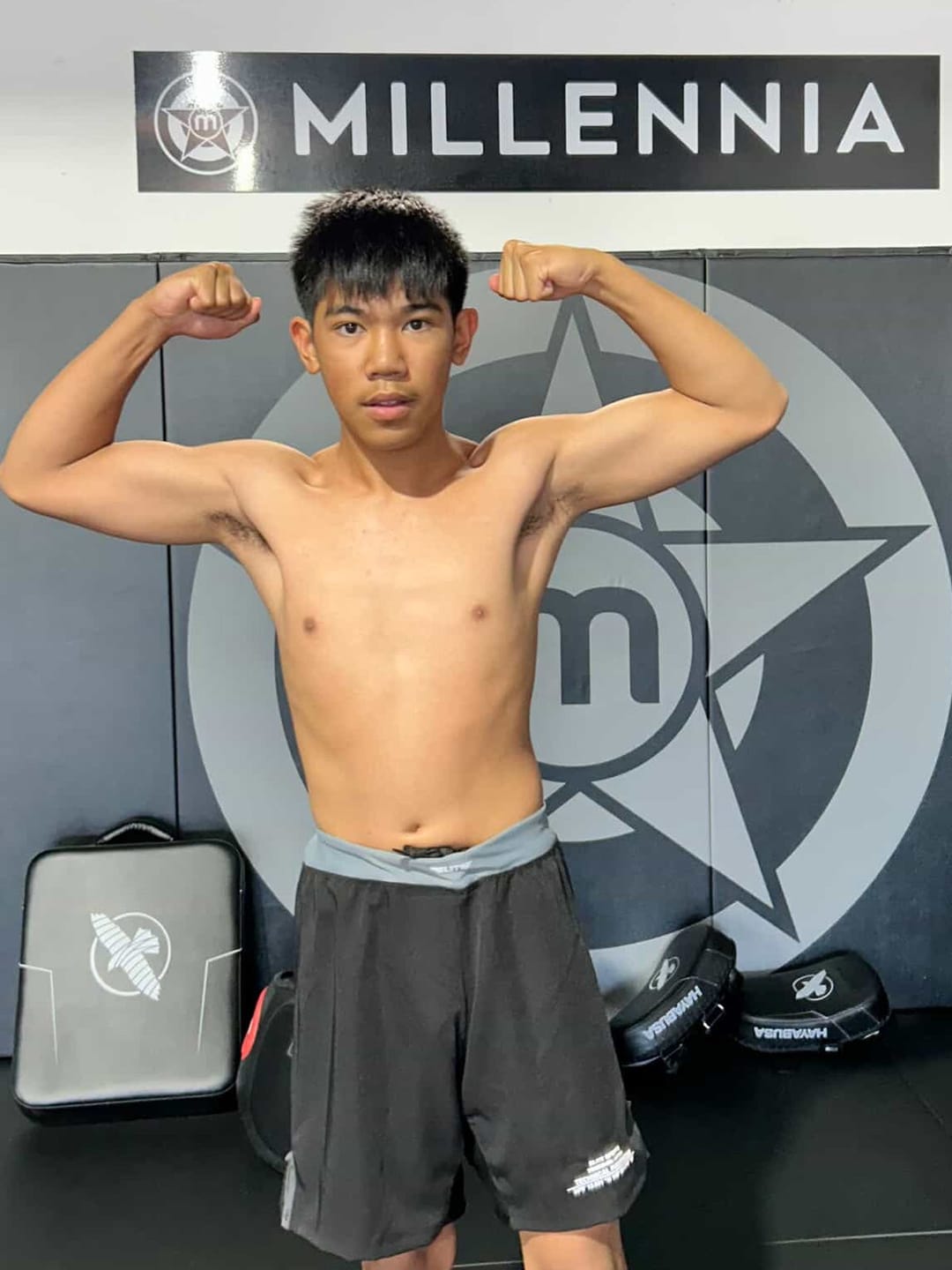 Customer photo review of Black Jack Gray No-Gi Kids BJJ Shorts