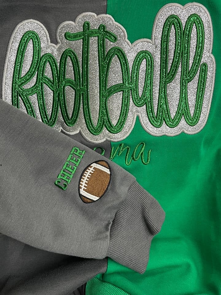 Customer photo review of Custom Glitter Team Mascot Two Tone Embroidered Sweatshirt For Game Day