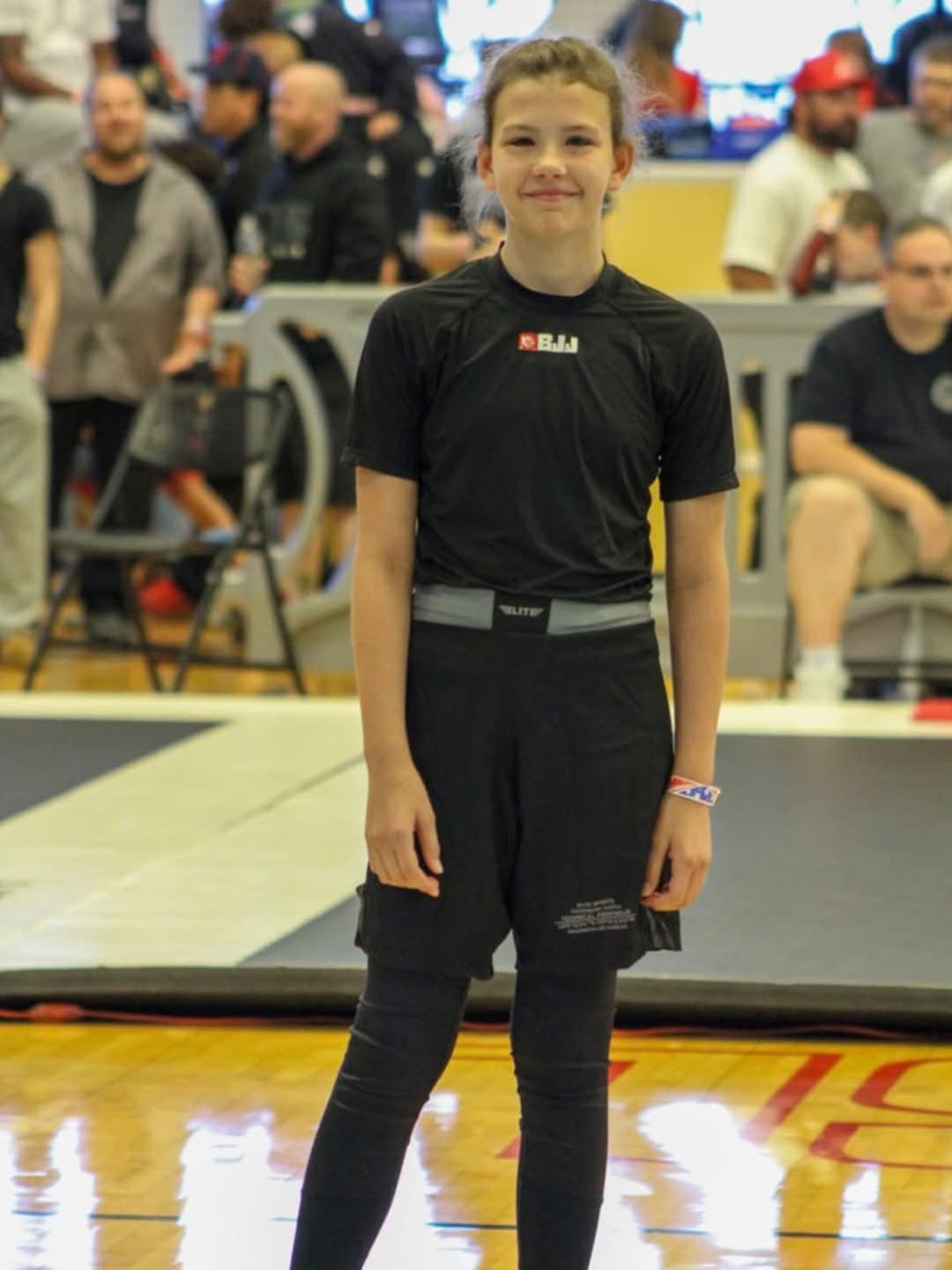 Customer photo review of Black Jack Gray No-Gi Kids BJJ Shorts